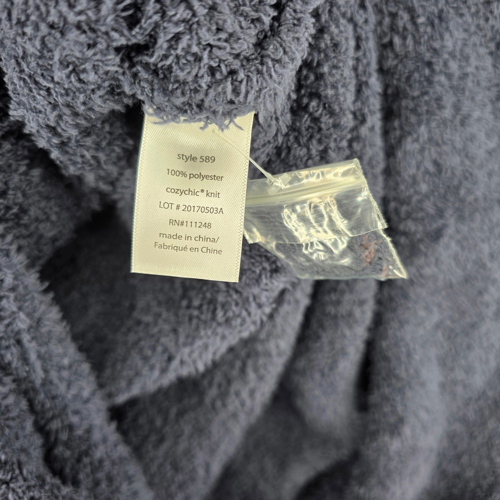 Barefoot Dreams CozyChic Adult Hooded Robe Carbon Gray Half Zip 589 Size 2 NWT - Picture 6 of 7
